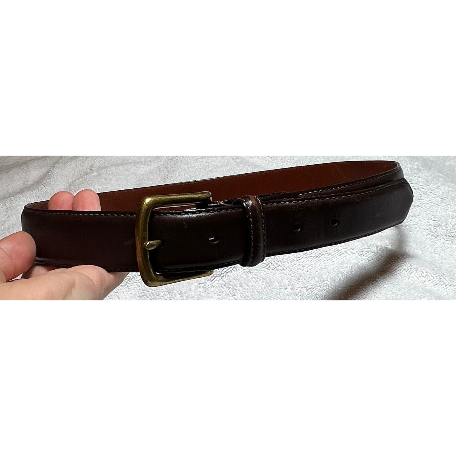 Coach 5916 Mens Belt 32 Mahogany Brown Leather Brass Buckle Made In Costa Rica